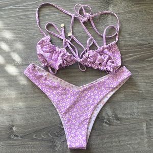 Lavendar, pink floral orange and white Kulani bikini size medium